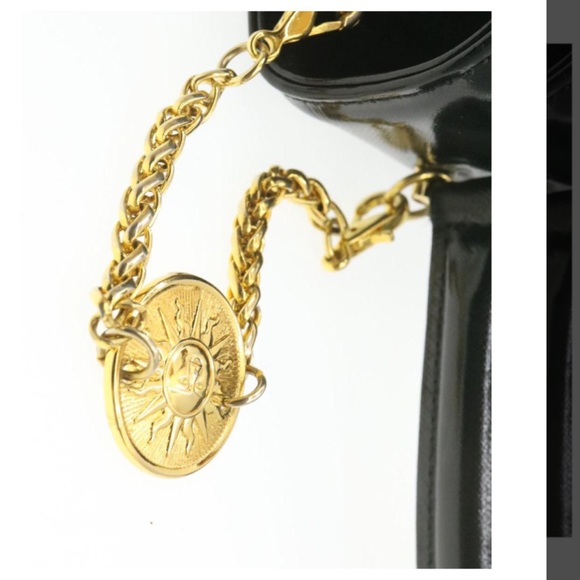 VERSACE Vintage classic. Black MEDALLION bag w shining gold hardware. A STEAL. - Picture 3 of 15